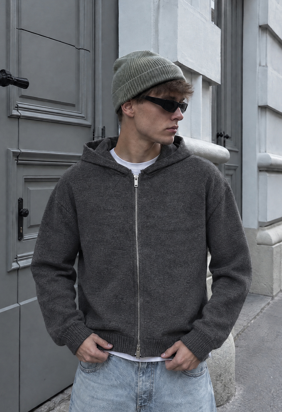 Bluza Staff zip gray premium oversize