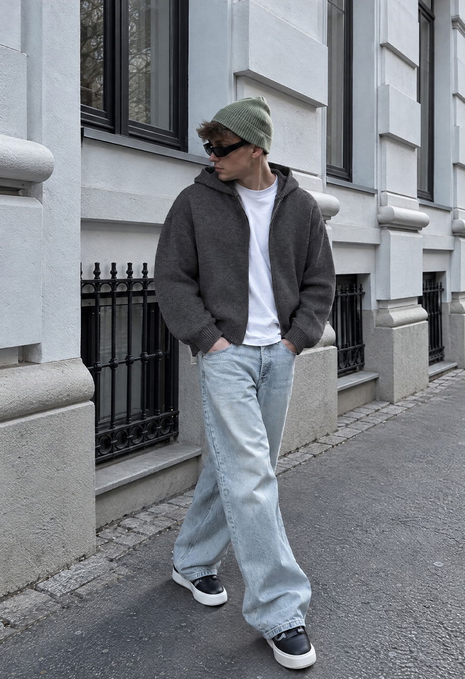 Bluza Staff zip gray premium oversize