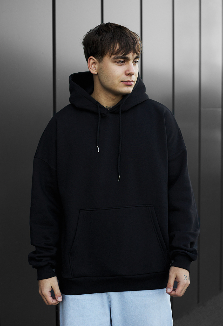 Bluza z kapturem Staff black basic oversize fleece