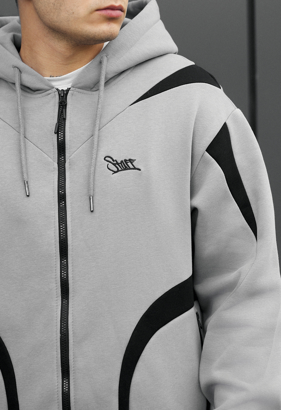 Bluza Staff gray & black logo oversize fleece