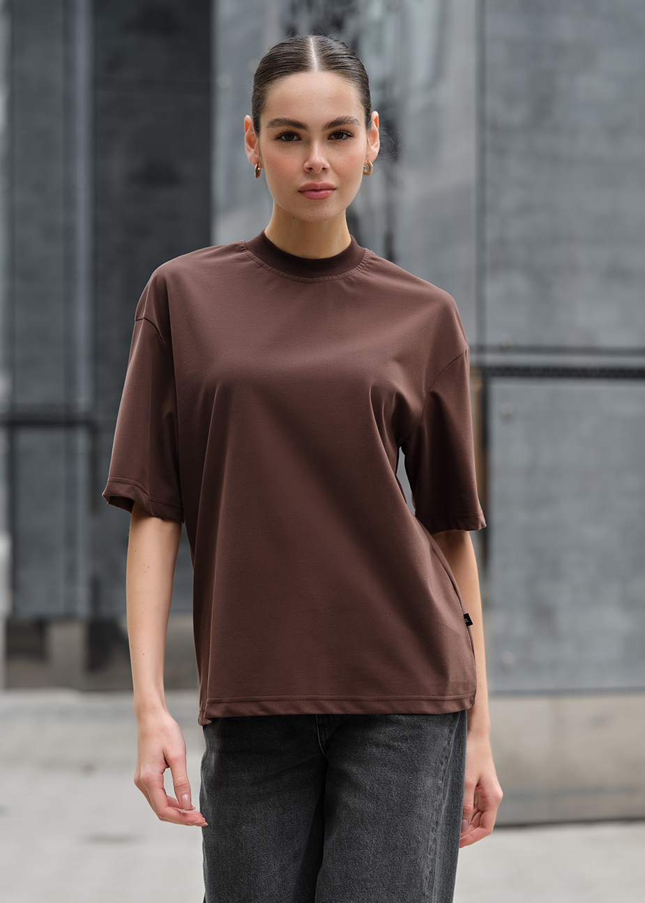 Damska koszulka Staff in brown oversize