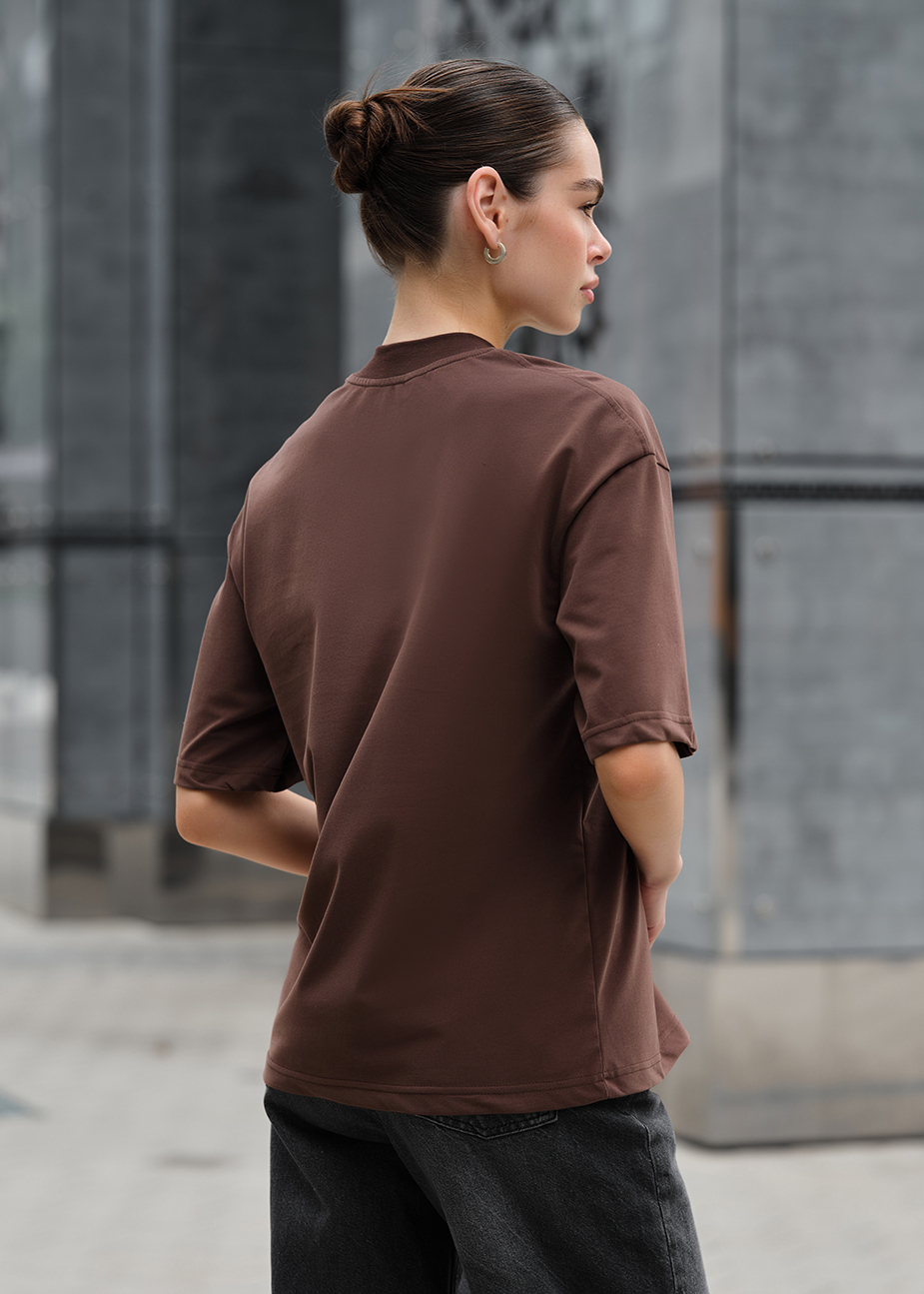 Damska koszulka Staff in brown oversize