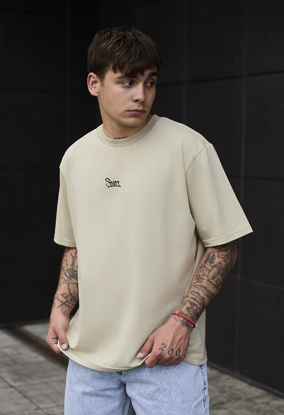 Koszulka Staff olive beige logo oversize