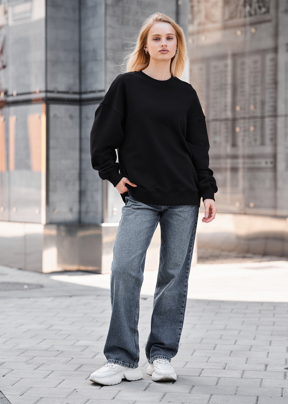 Bluza Staff lay black oversize fleece