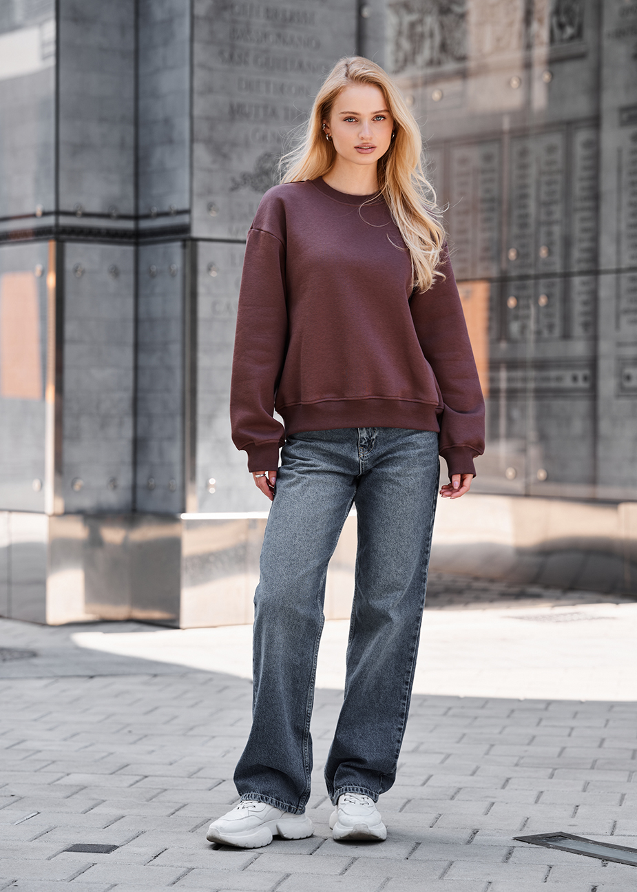 Bluza Staff lay dark brown oversize fleece