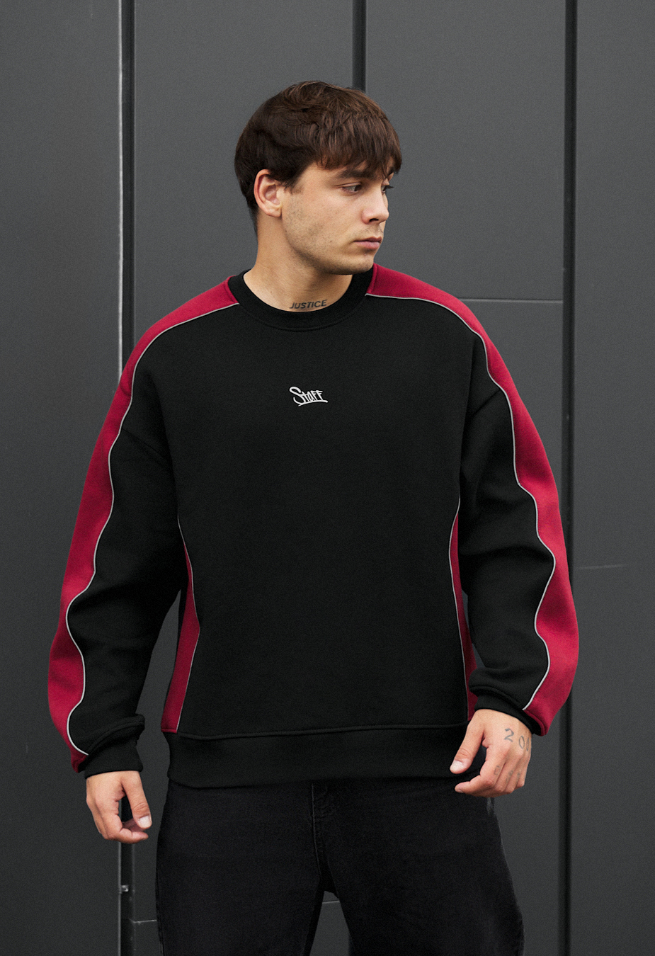 Bluza Staff bordo & black logo reflective fleece