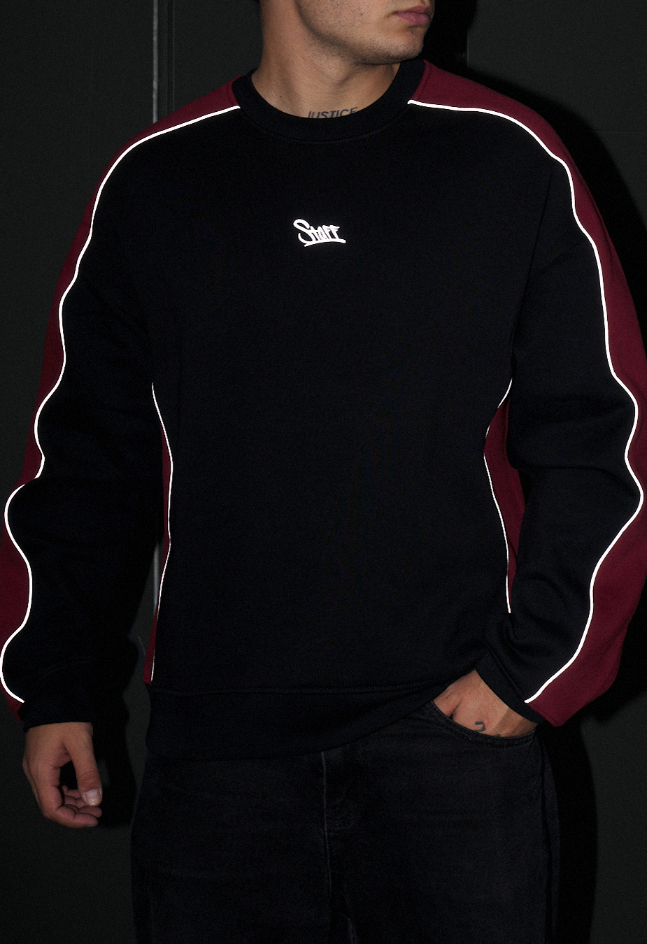 Bluza Staff bordo & black logo reflective fleece