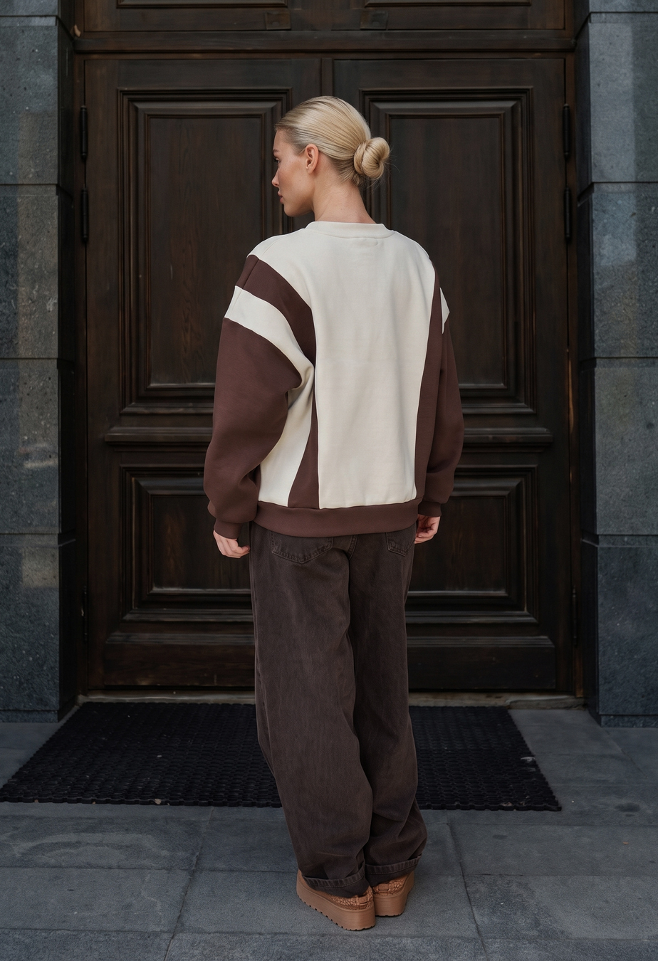 Bluza Staff ler milk & brown oversize fleece