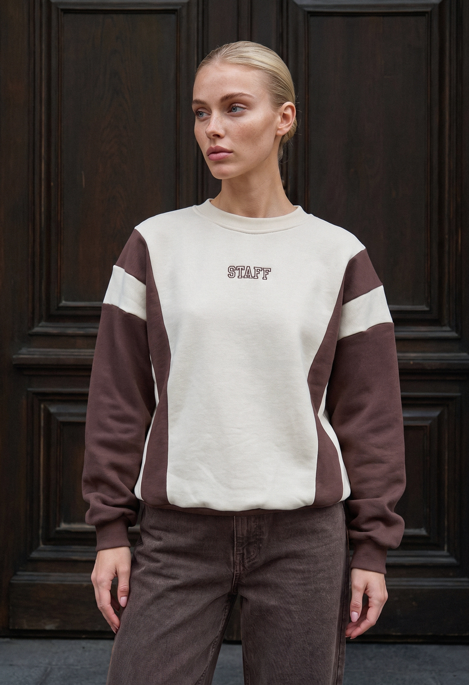 Bluza Staff ler milk & brown oversize fleece