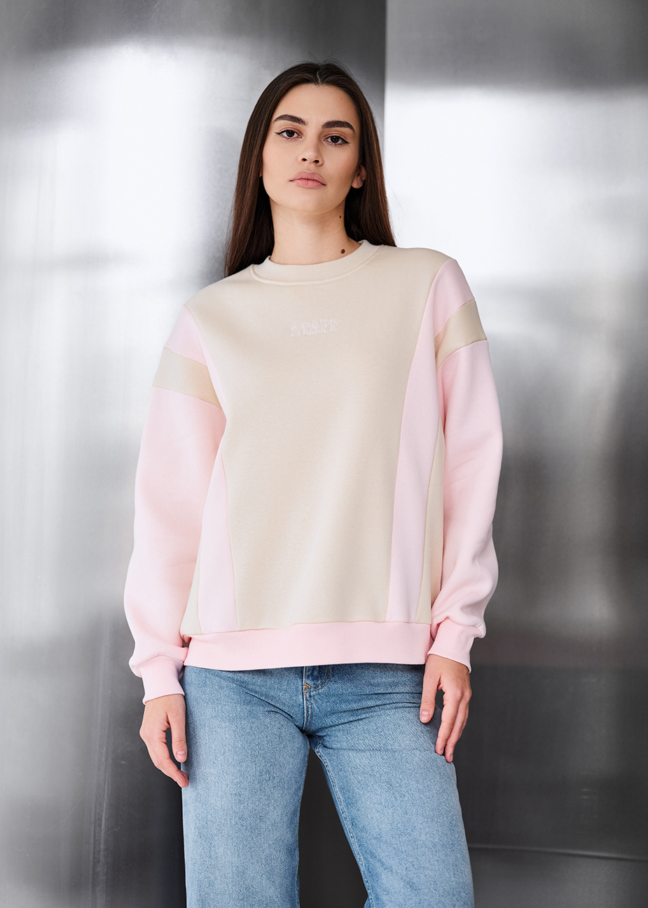 Bluza Staff ler beige & poink oversize fleece