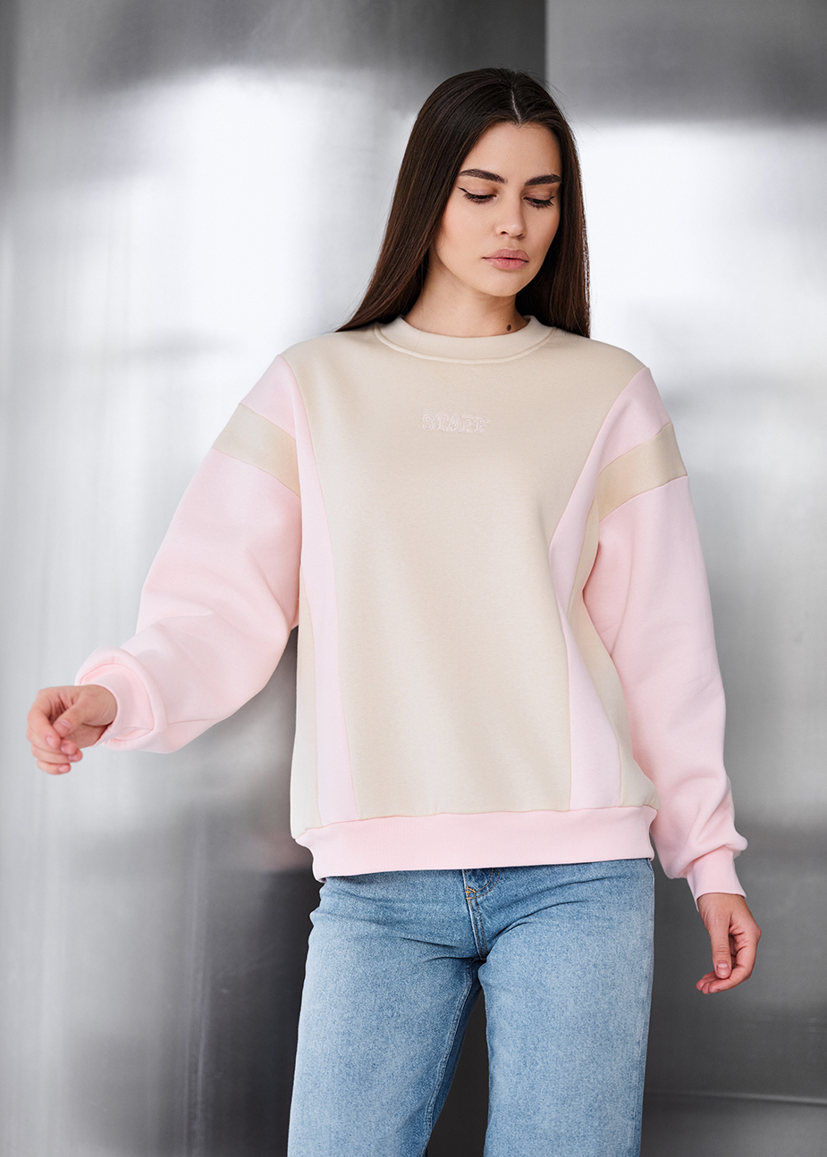 Bluza Staff ler beige & poink oversize fleece