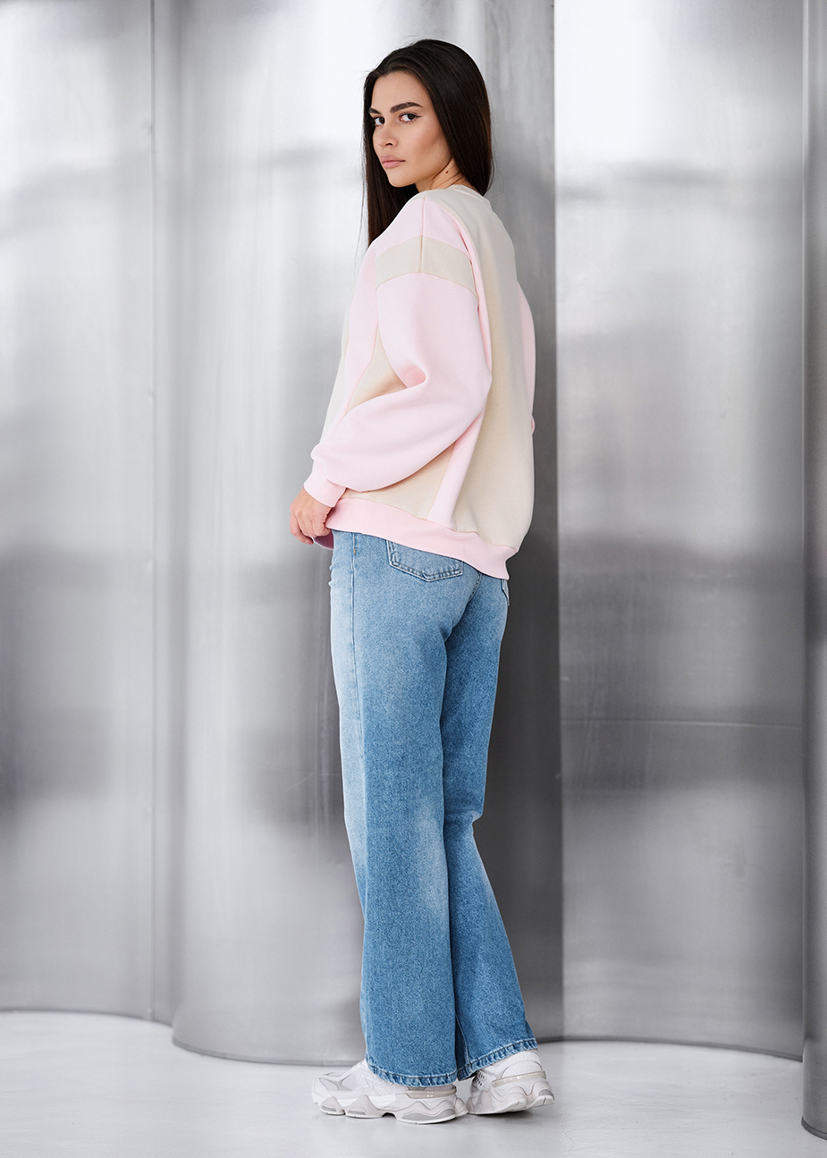 Bluza Staff ler beige & poink oversize fleece