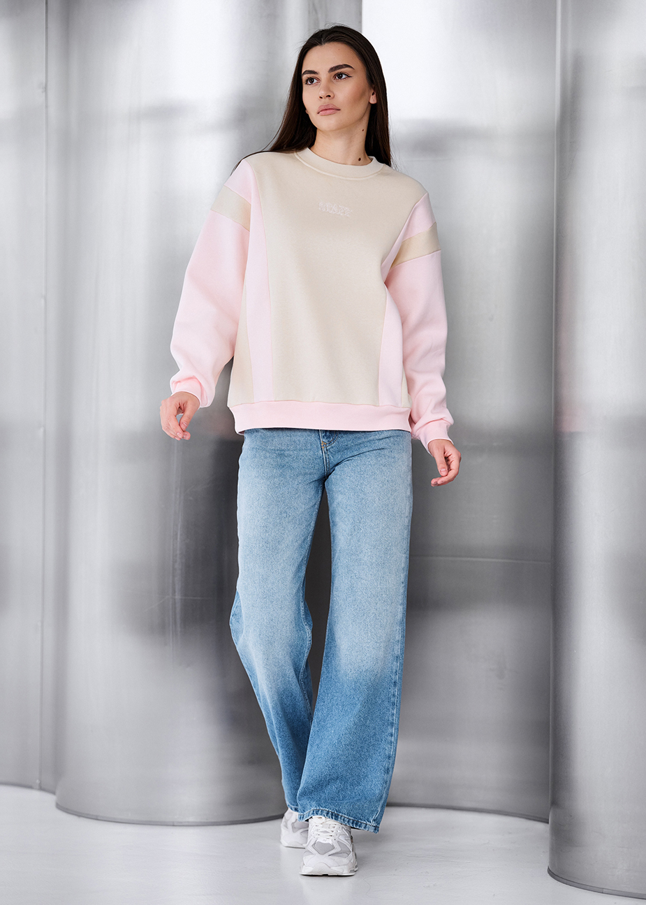 Bluza Staff ler beige & poink oversize fleece