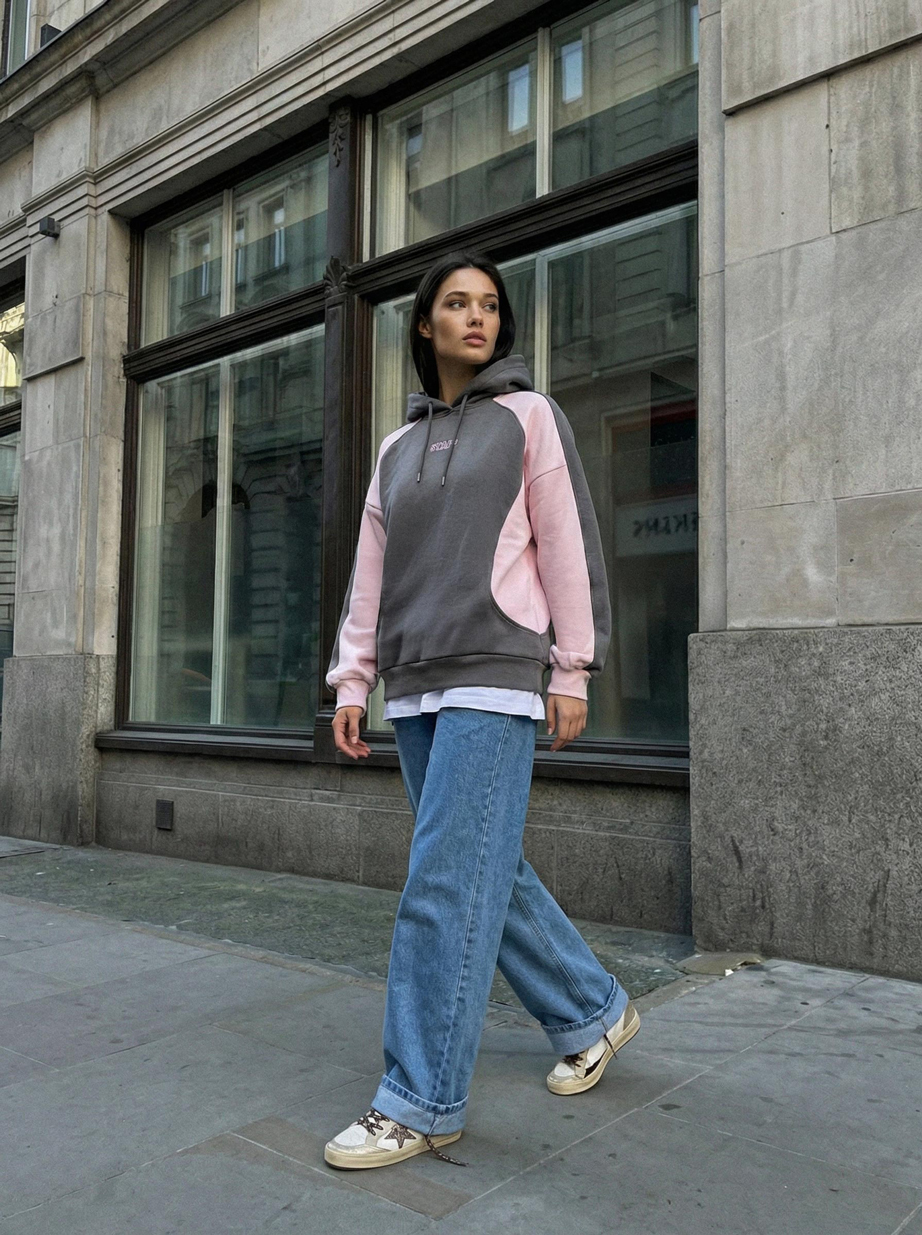 Bluza Staff bye gray & pink oversize