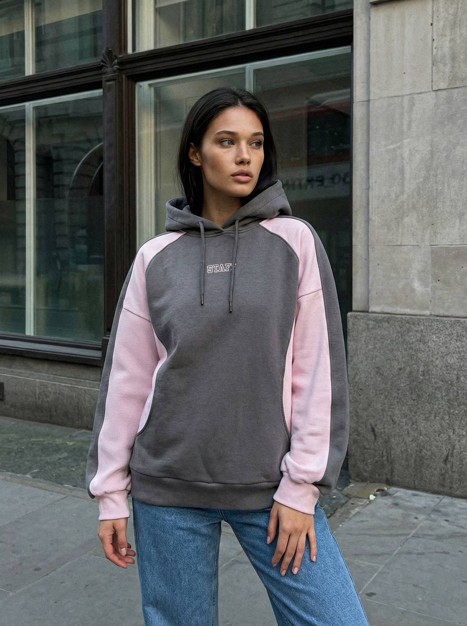Bluza Staff bye gray & pink oversize