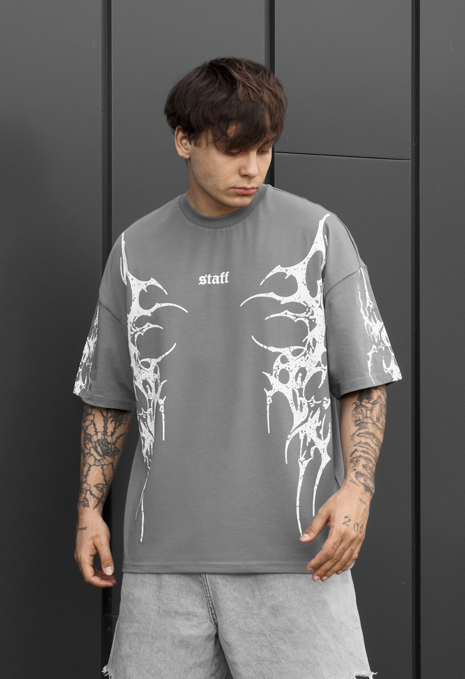 Koszulka Staff logo gray & white