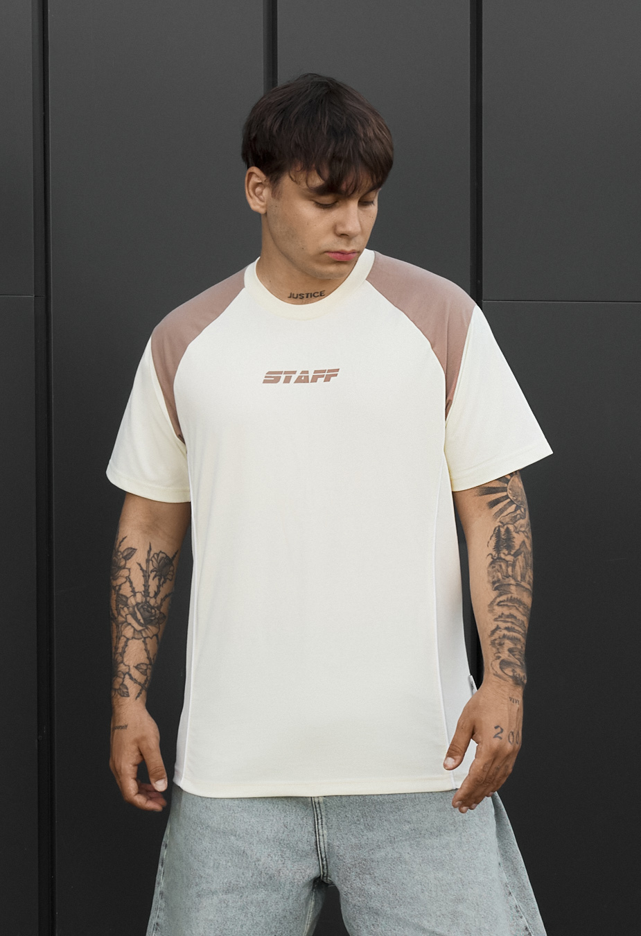 Koszulka Staff milk & light brown logo reglan