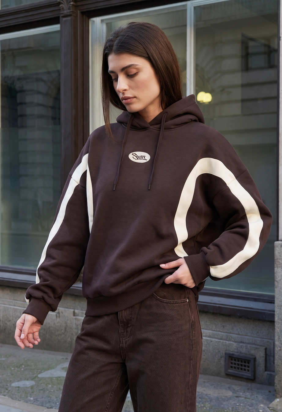 Bluza Staff fil brown oversize fleece