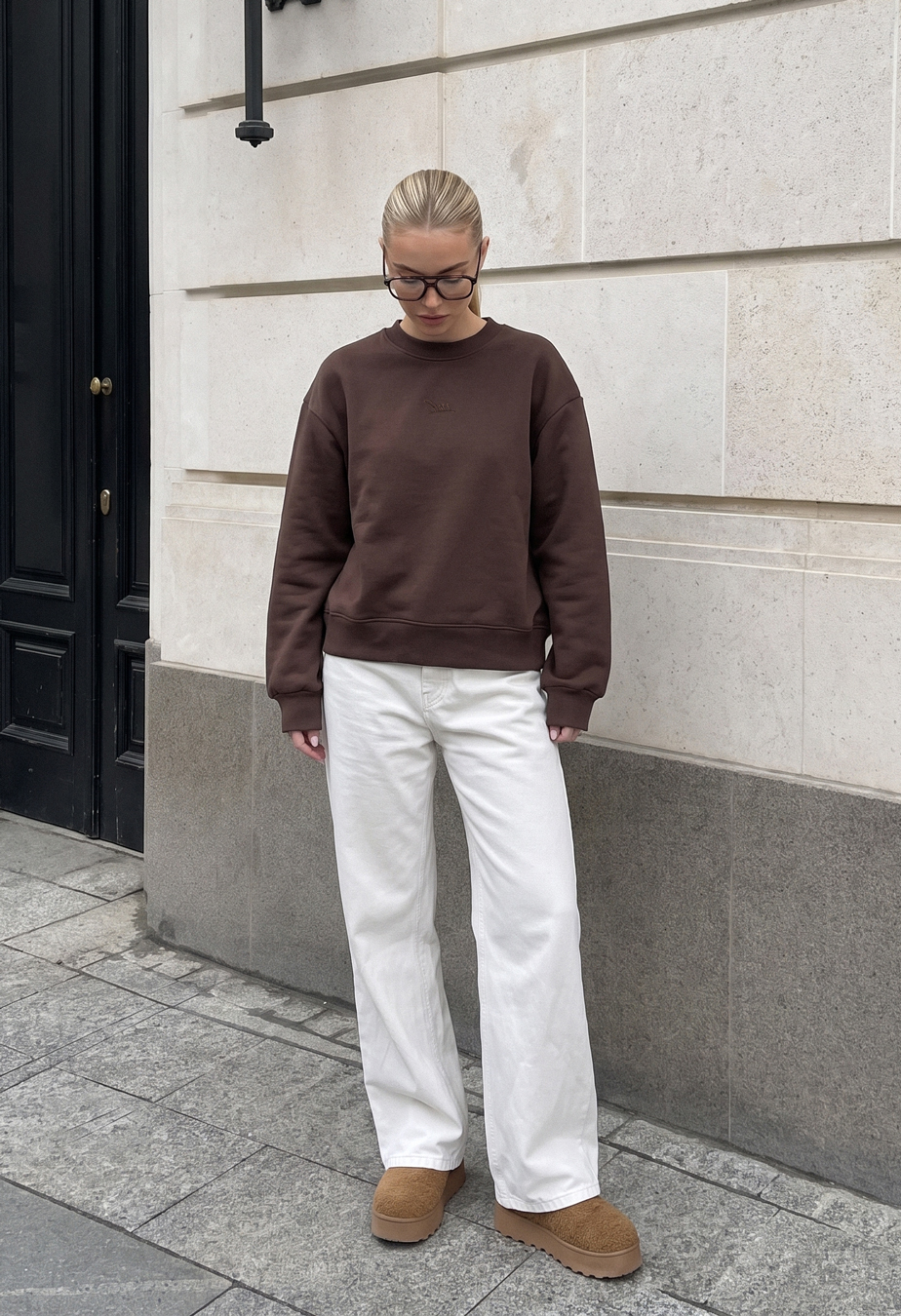 Bluza Staff lay brown logo oversize fleece