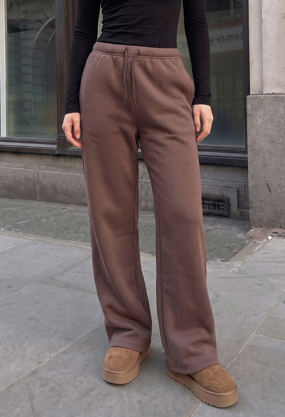 Spodnie Staff pat brown fleece