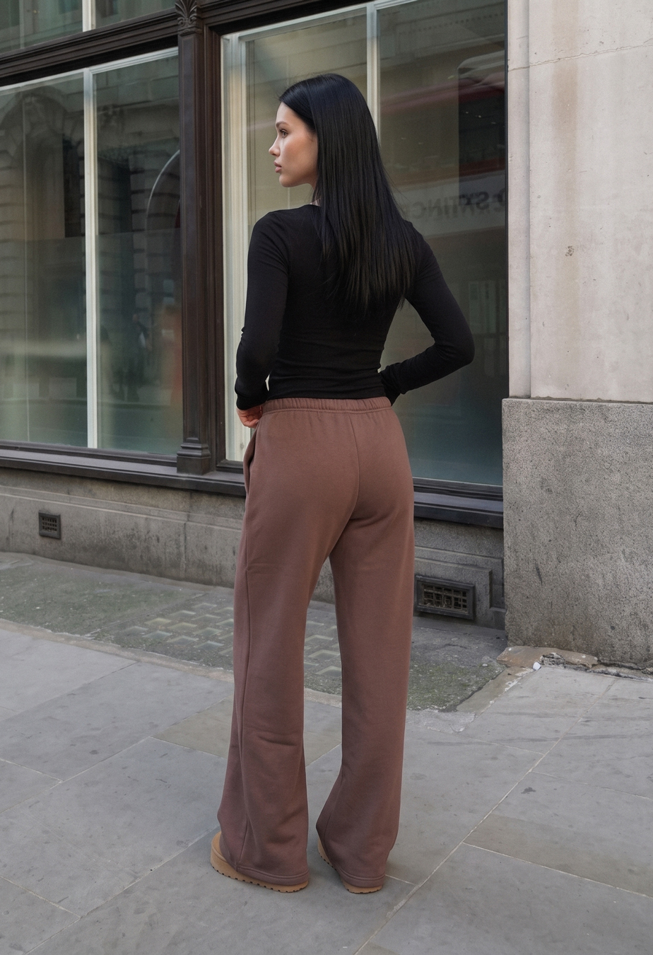 Spodnie Staff pat brown fleece