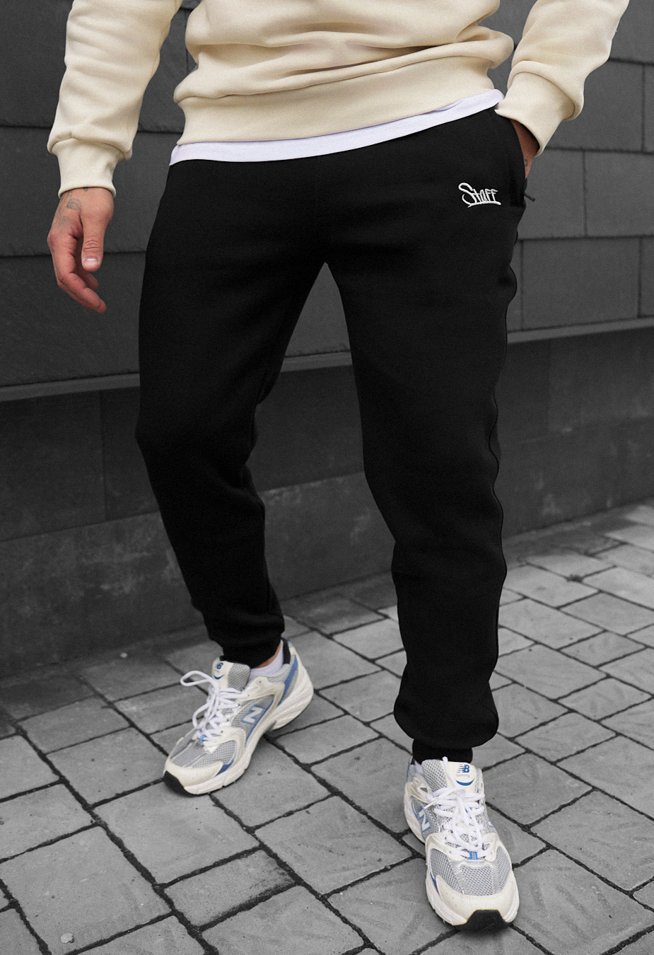 Spodnie sportowe Staff ho black logo fleece
