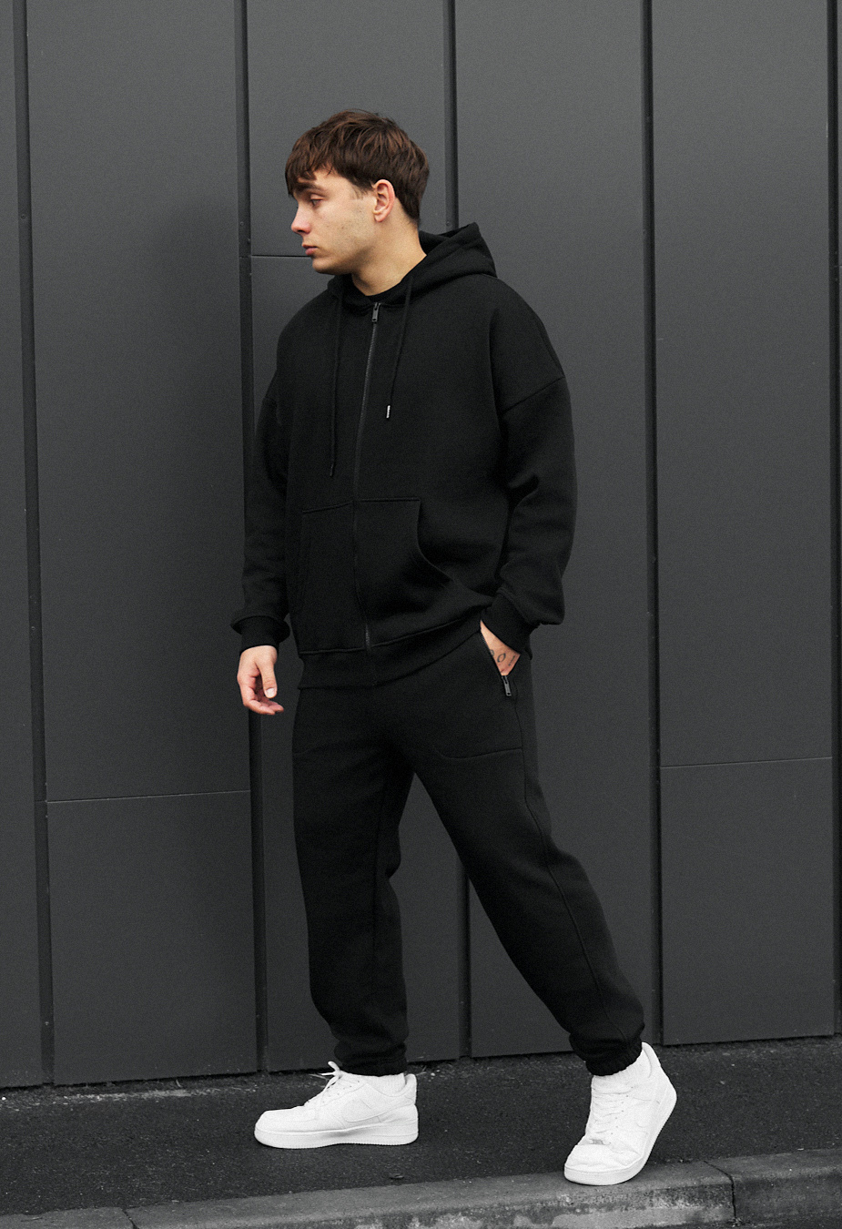 Dres Staff wit zip black oversize fleece