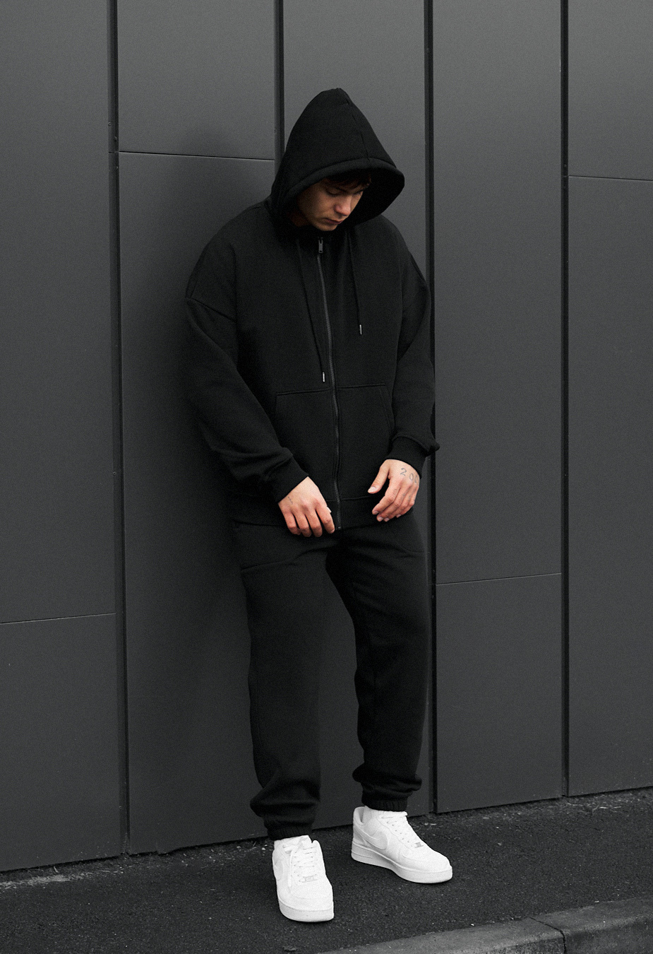 Dres Staff wit zip black oversize fleece