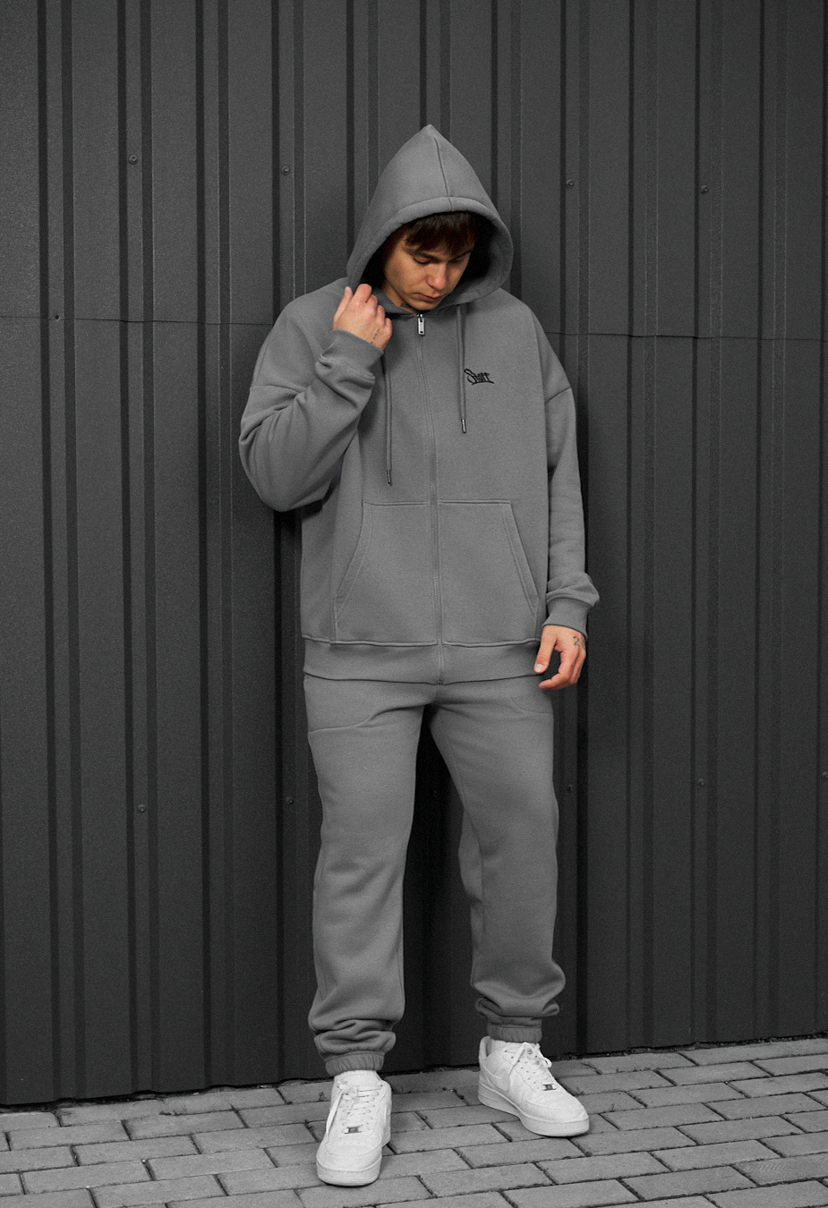 Dres Staff wit zip gray oversize fleece