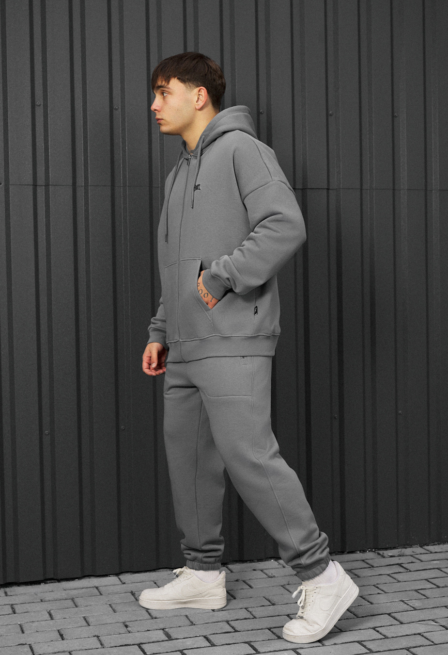Dres Staff wit zip gray oversize fleece
