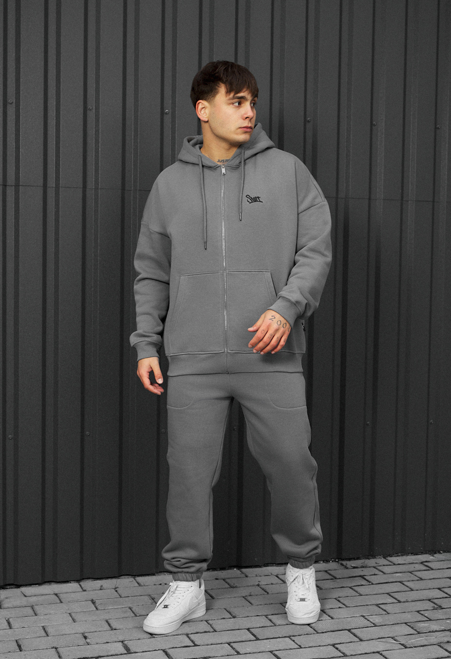 Dres Staff wit zip gray oversize fleece