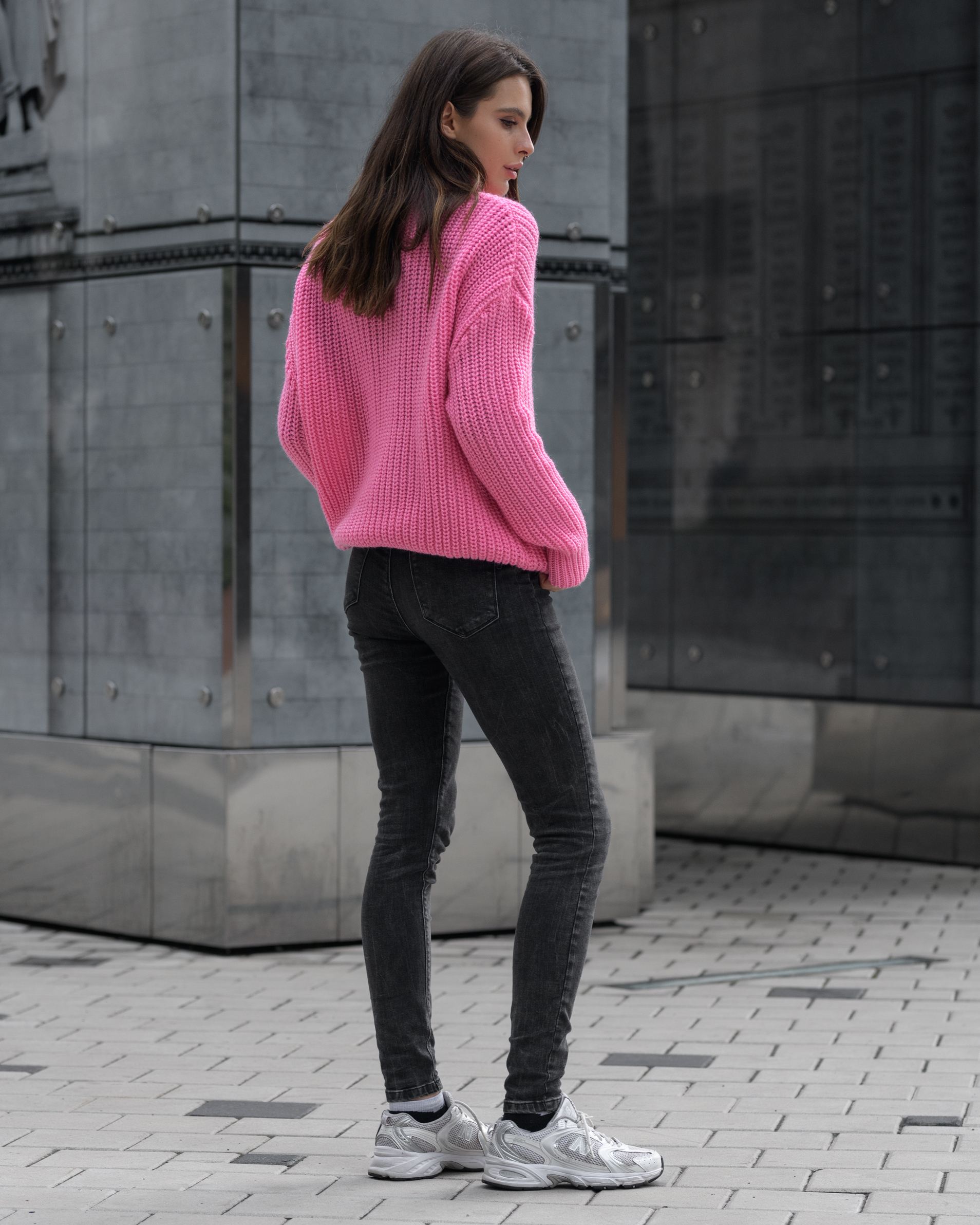 Damska bluza dzianinowa Staff pink oversize