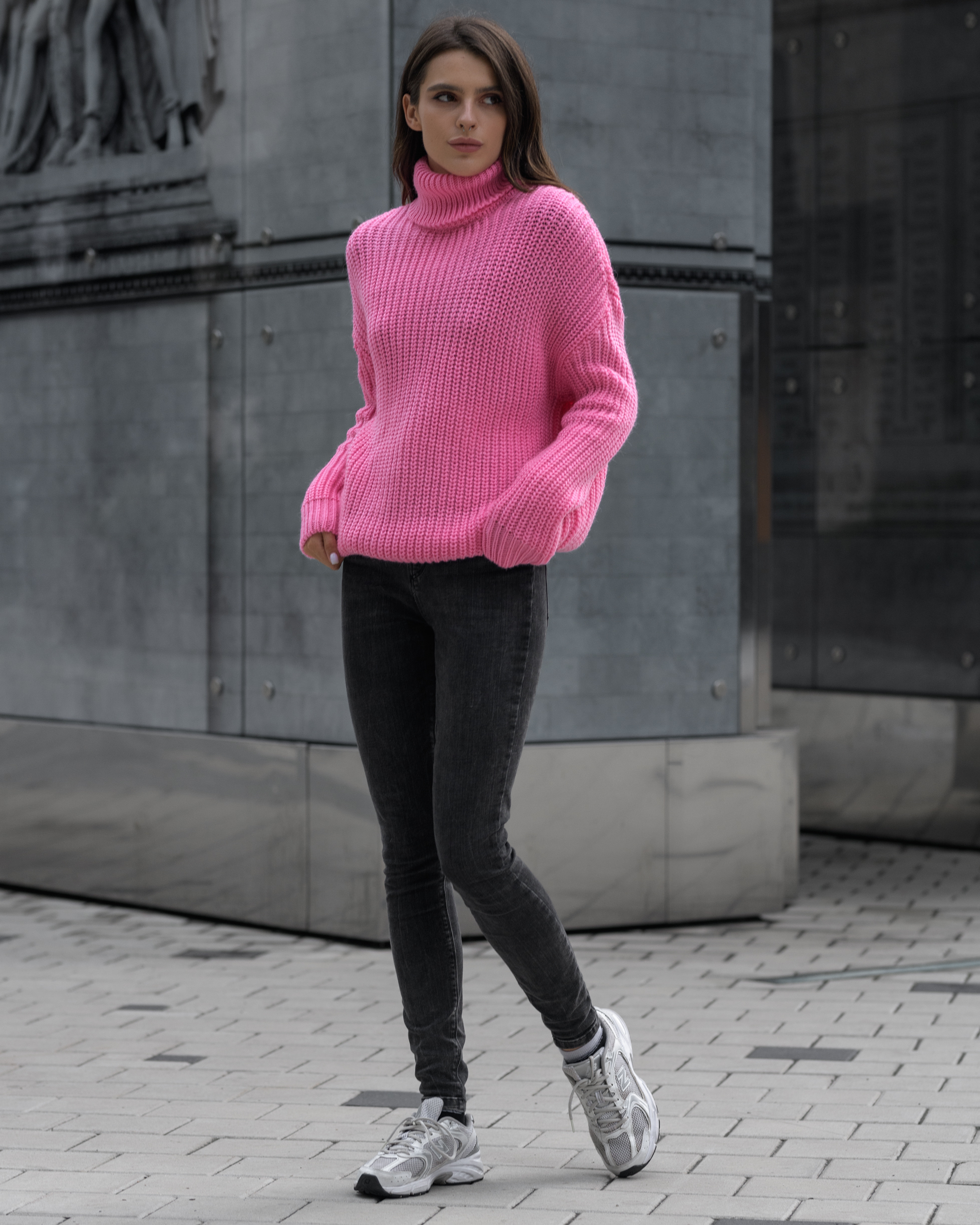 Damska bluza dzianinowa Staff pink oversize