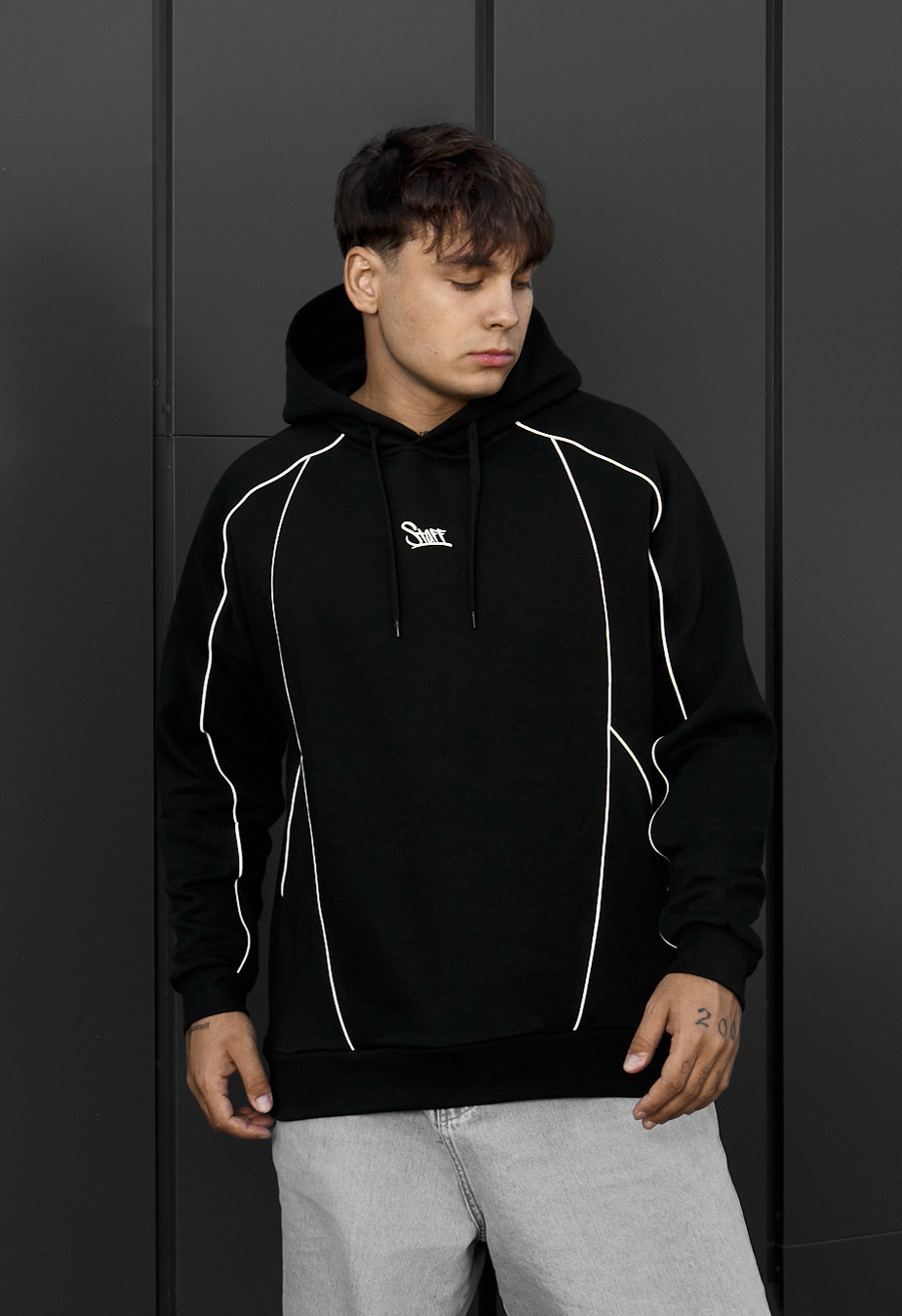 Bluza Staff  black logo reflective fleece