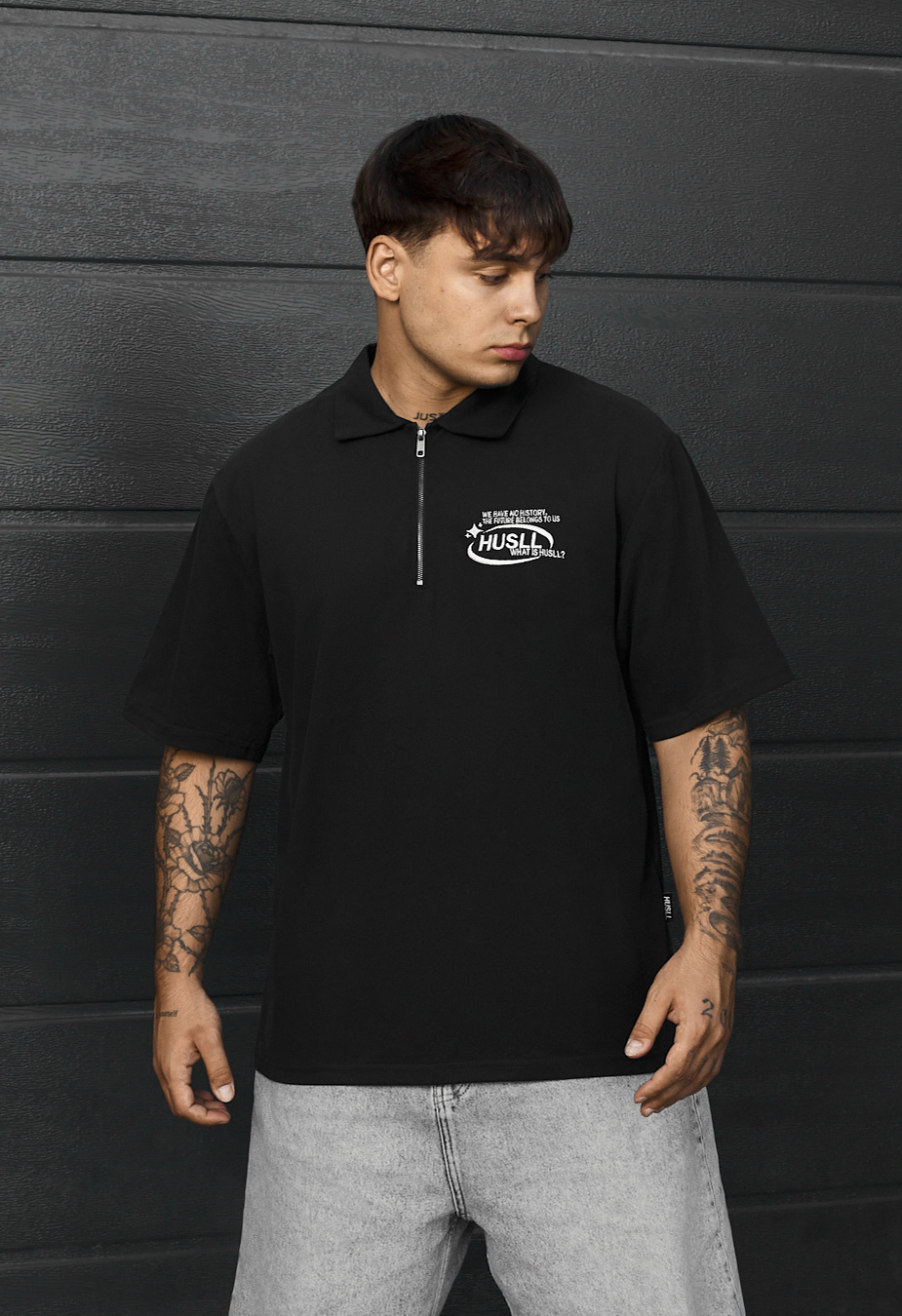 Koszulka Staff x Husll logo black oversize