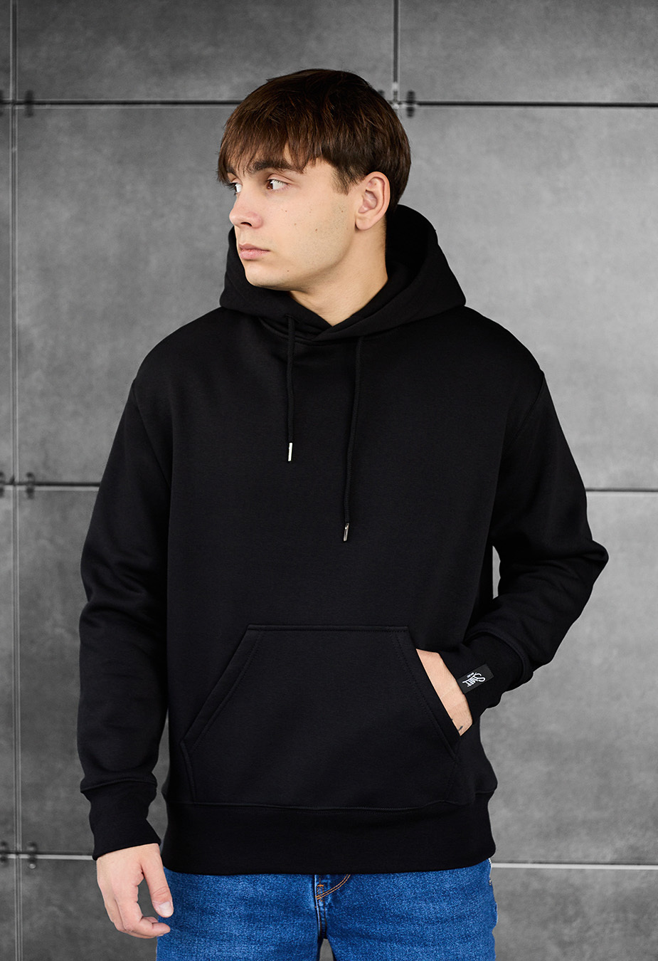 Bluza z kapturem Staff black basic oversize fleece