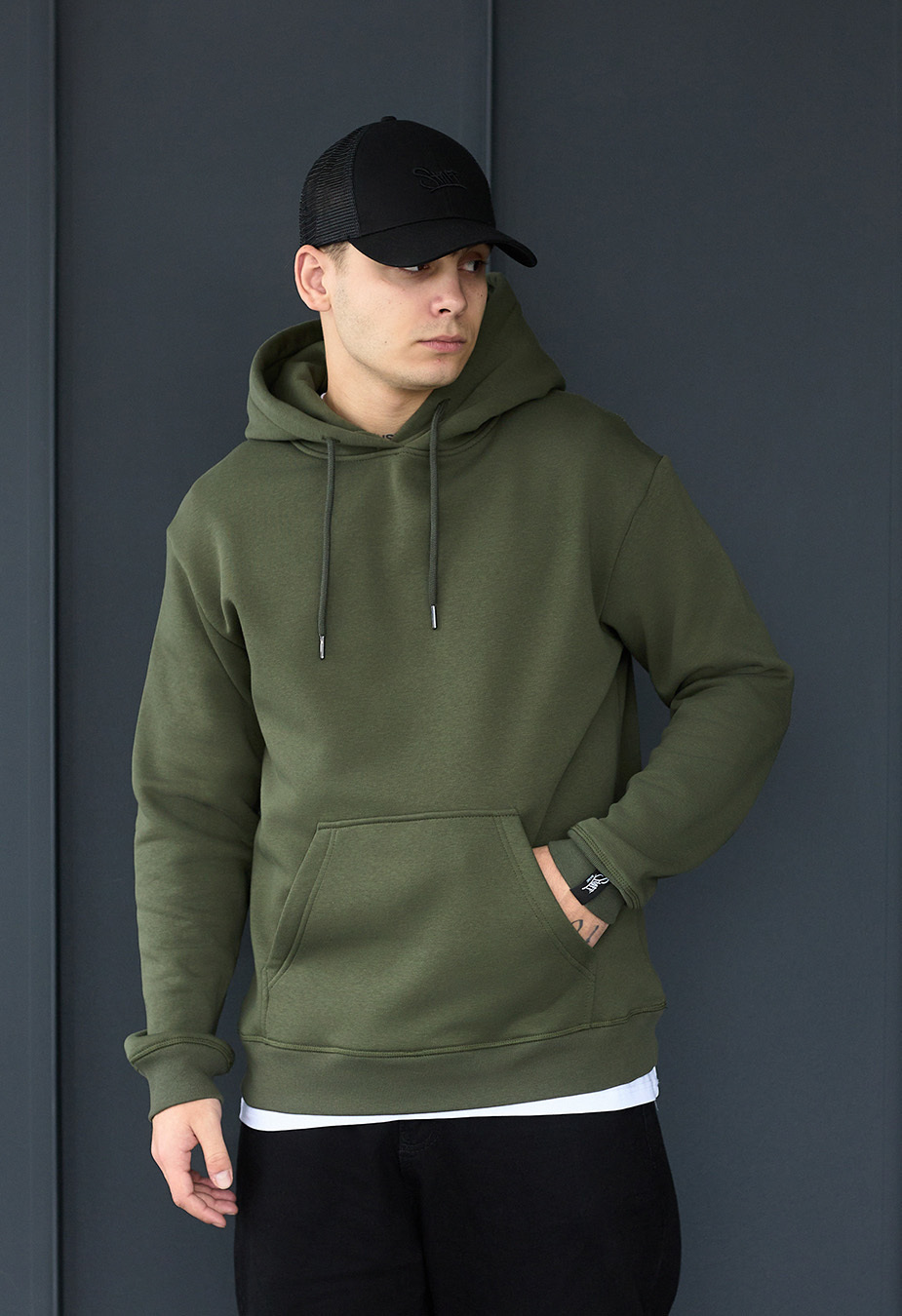 Bluza z kapturem Staff khaki basic fleece