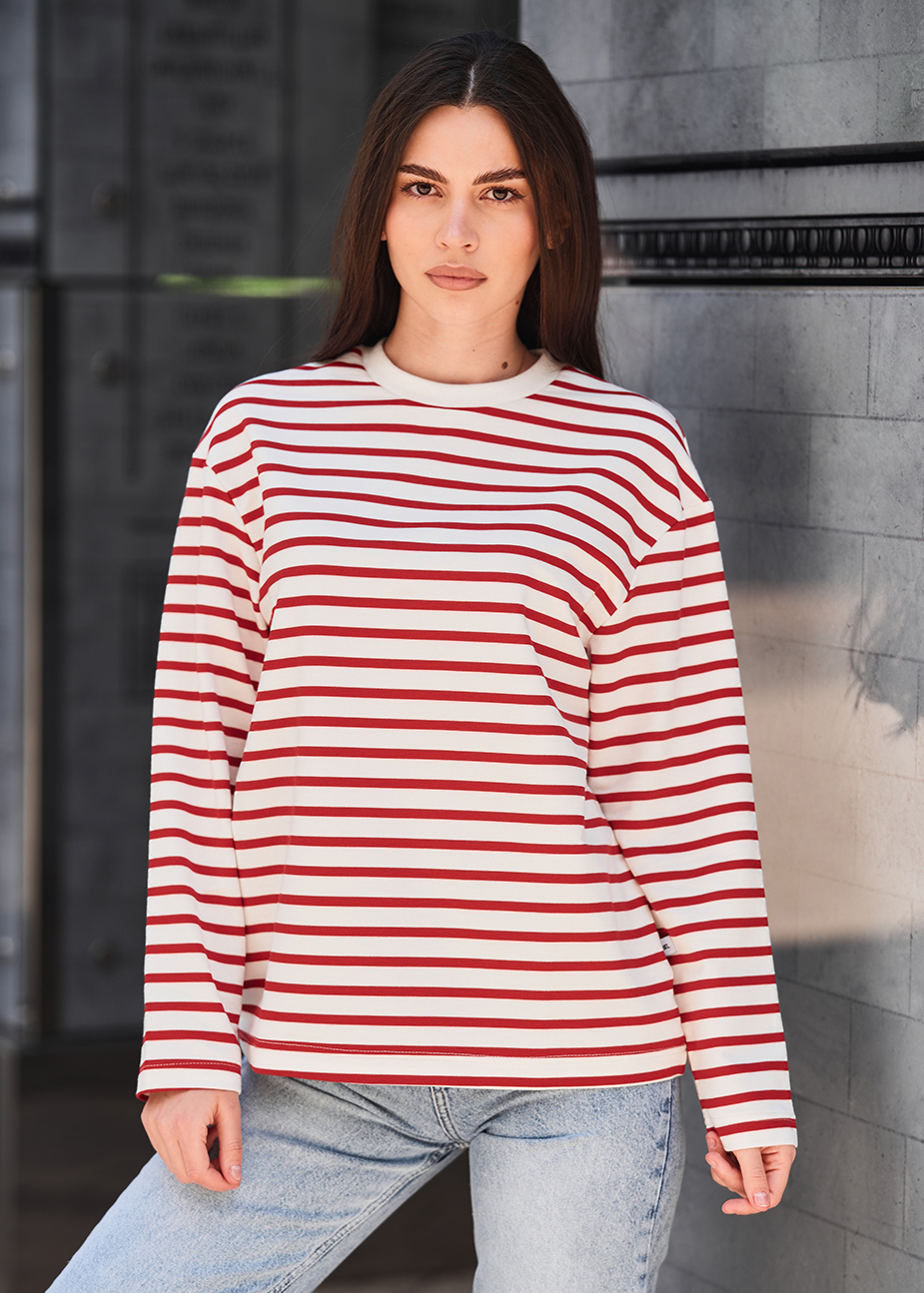 Longsleeve Staff os stripes white & red
