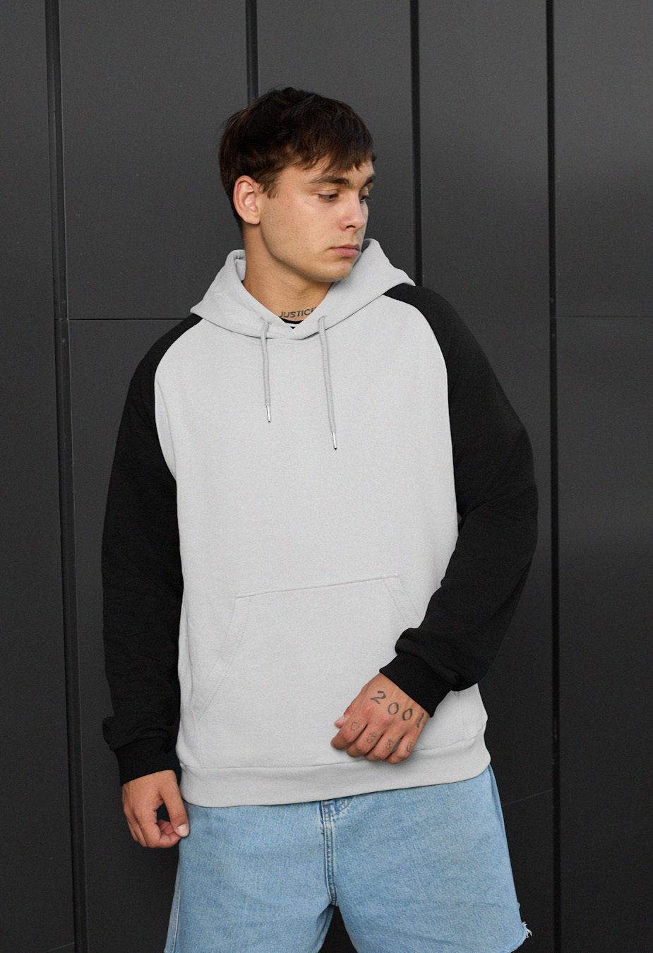 Bluza Staff light gay & black oversize
