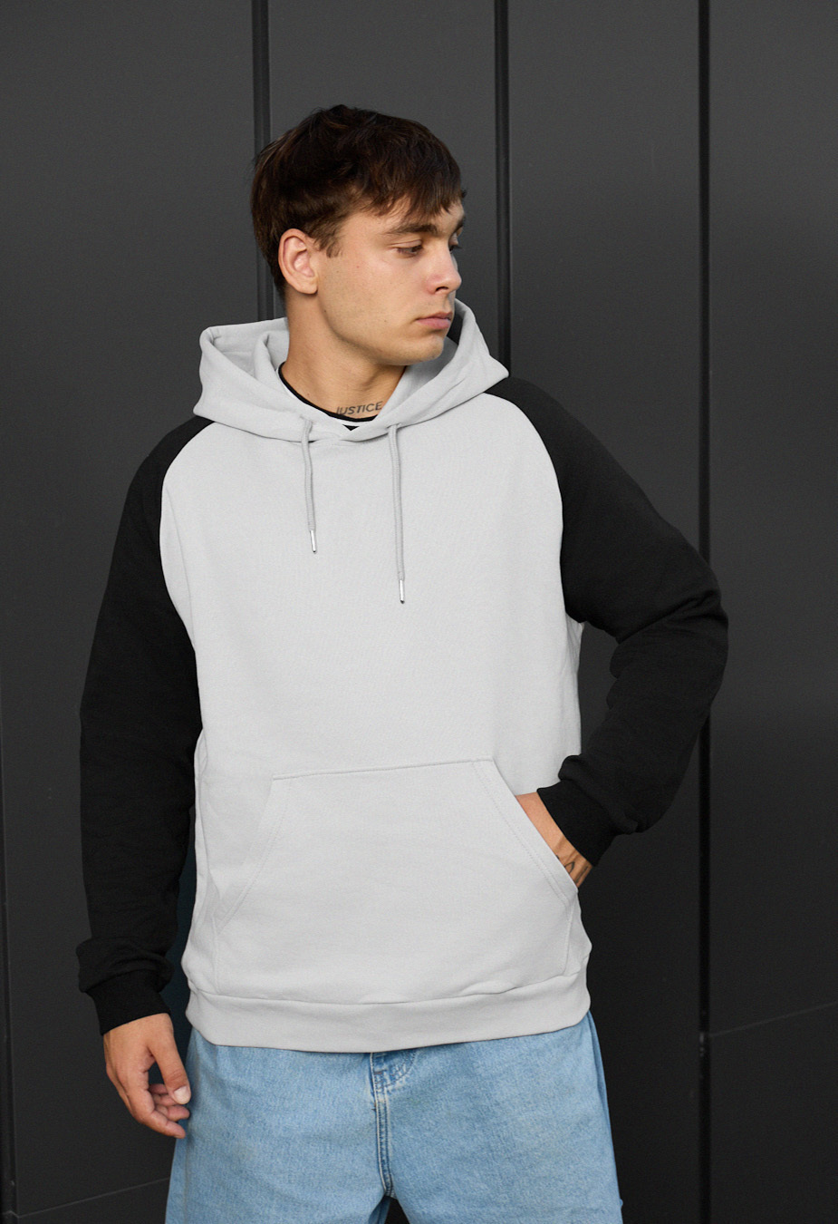 Bluza Staff light gay & black oversize