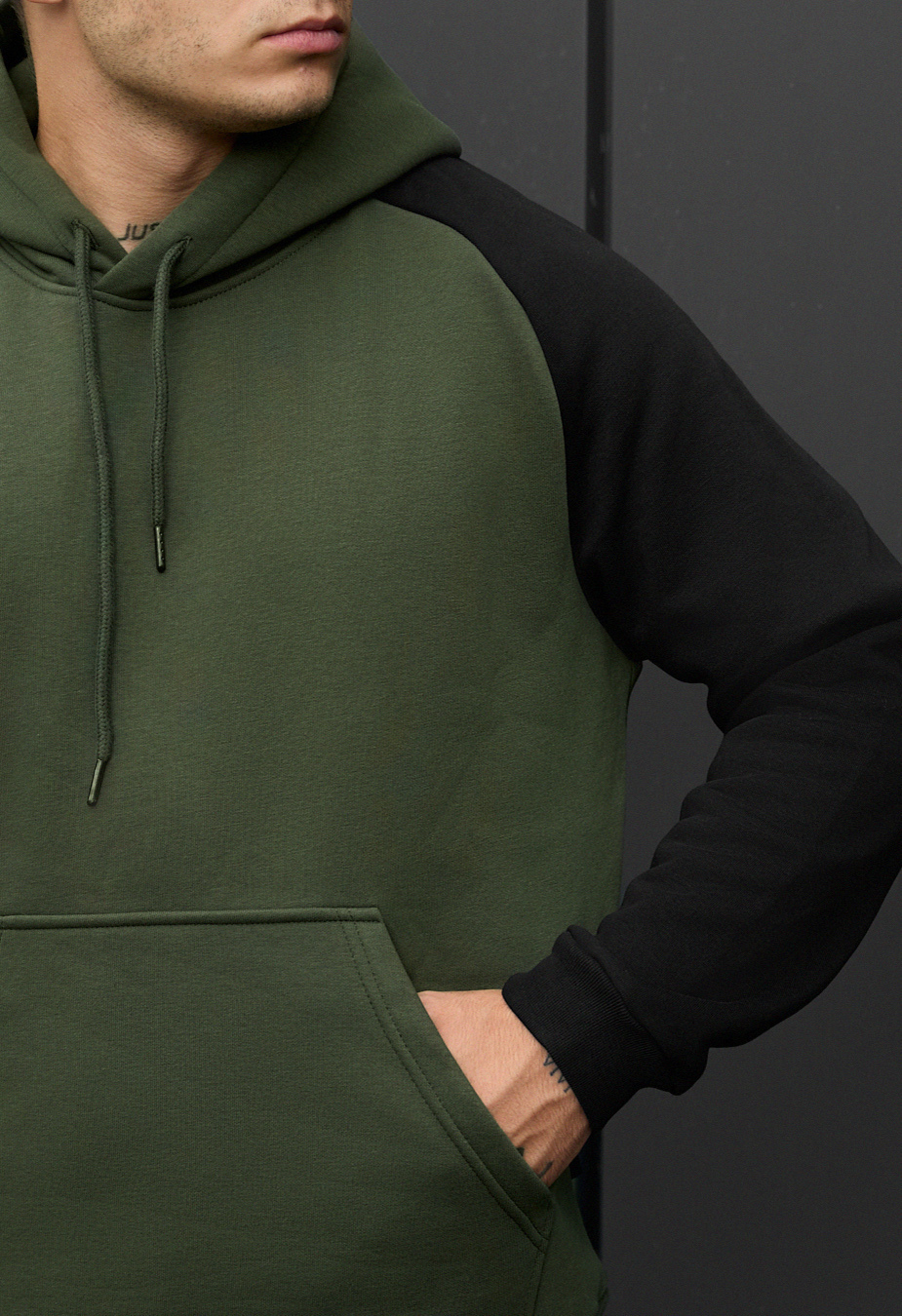Bluza Staff khaki & black oversize fleece