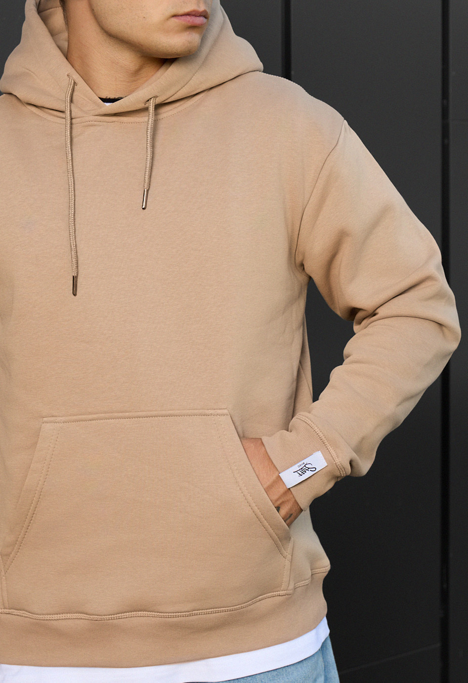 Bluza z kapturem Staff beige basic fleece