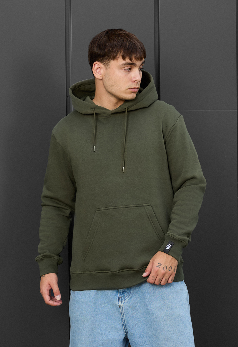 Bluza z kapturem Staff khaki basic fleece