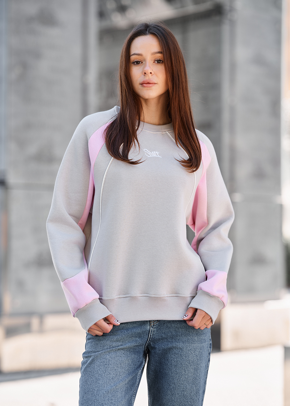 Bluzę Staff sim light gray & pink oversize fleece