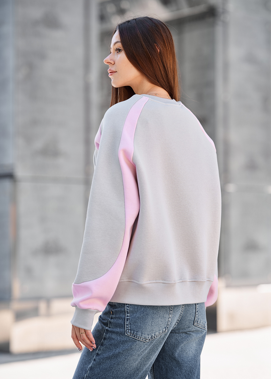 Bluzę Staff sim light gray & pink oversize fleece