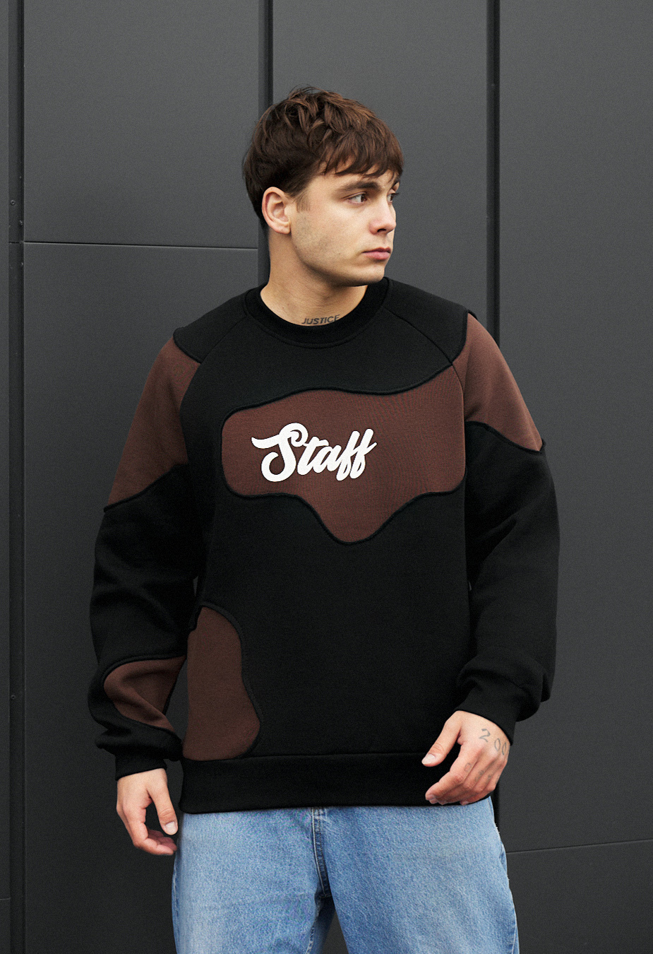 Bluza Staff ws black & brown oversize fleece
