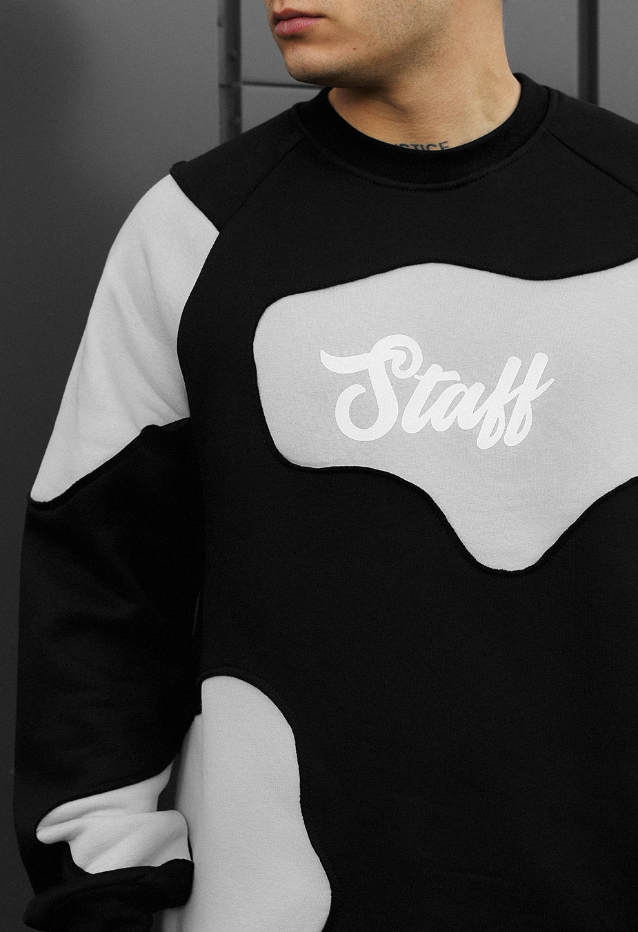 Bluza Staff ws black & light gray oversize fleece