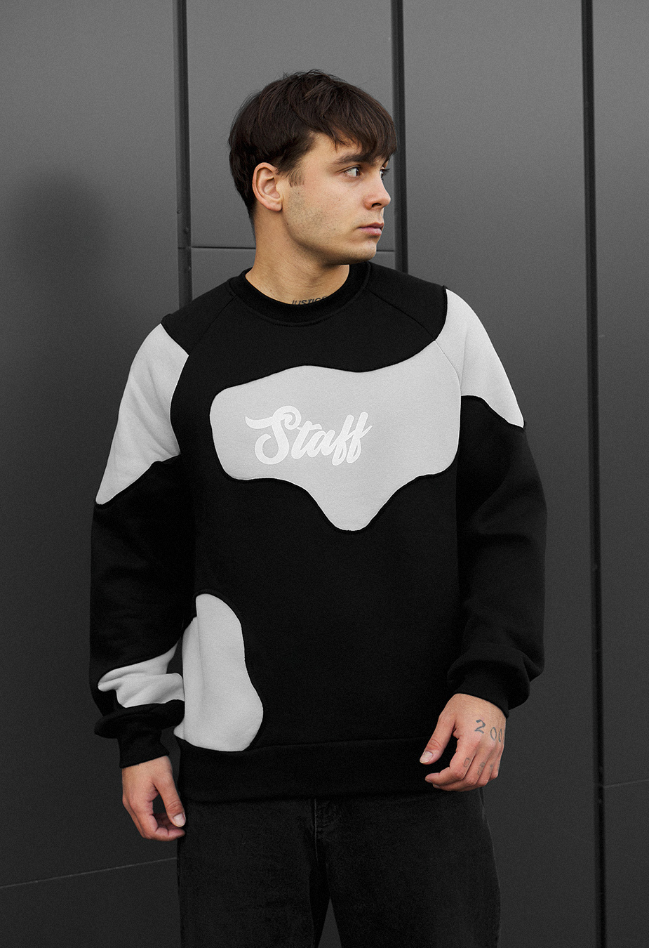 Bluza Staff ws black & light gray oversize fleece