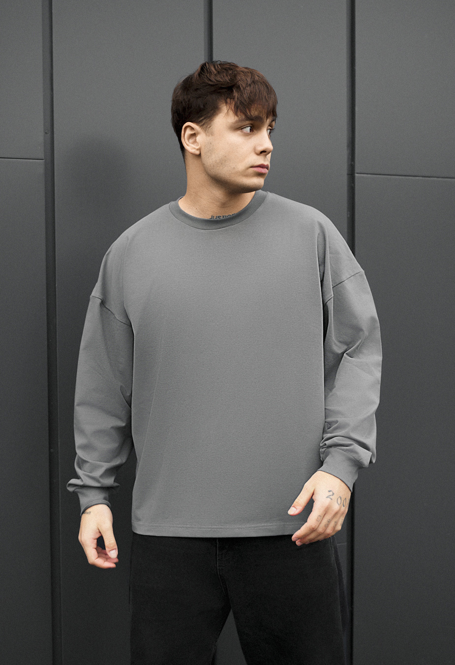 Longsleeve Staff la gray oversize