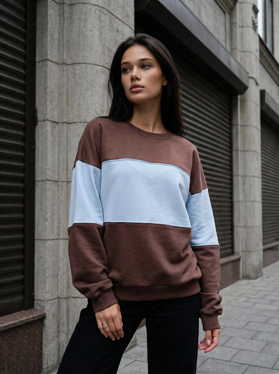 Bluza Staff of brown & light blue oversize